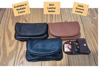 Mini Leather Coin Wallet, Women's Zipper Pouch, Handmade Soft Leather, Stylish Coin Wallet, Genuine Leather Coin Purse, Gift for Her Him