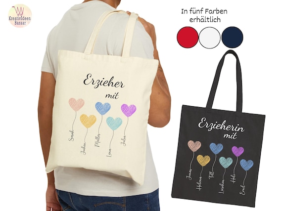 Personalisierte Tüte für Erzieher & Erzieherinnen, Erzieherin mit Herz, Abschiedsgeschenk, Danke für die schöne Zeit, Kindergarten Geschenk