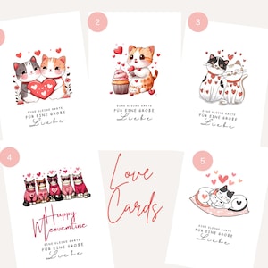 Süße Katze Valentinstag Karte, Liebeskarte, Ermutigung, Geschenk, Geschenkidee für Beste Freundin, Danke, Trost, Kindergarten, DINA6 mit Umschlag