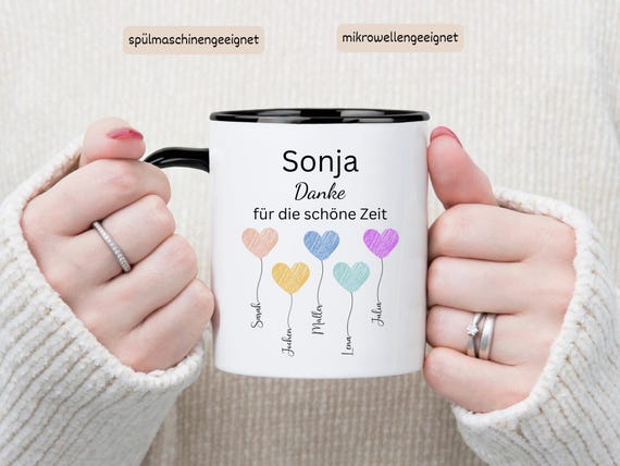 Personalisierte Tasse Abschiedsgeschenk, Erzieher und Erzieherinnen Tasse, Danke für die schöne Zeit Kindergarten, Kita & Schule Geschenk
