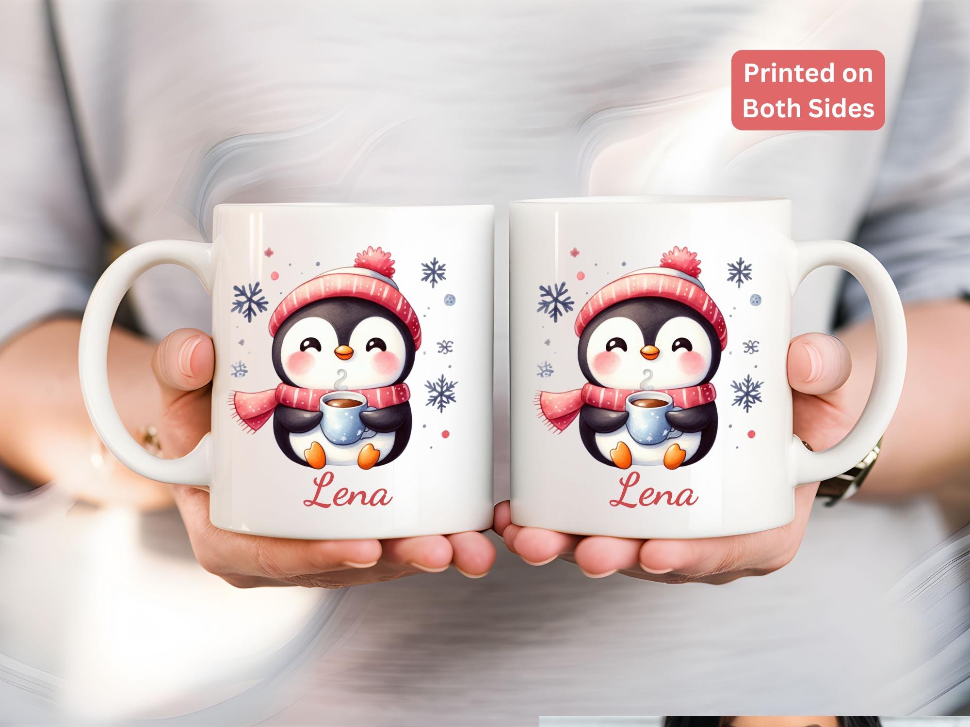 Personalized Penguin Mug - Custom Name Ceramic Cup 11oz/15oz, Holiday Coffee Mug Gift - View #6