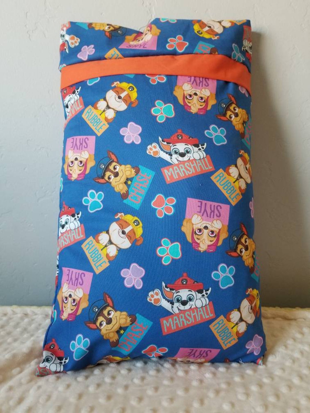 Small Pillow Case With Pillow Paw Patrol Pillow, Blue and Orange Pillow, 12x16 Travel, Nap Time
