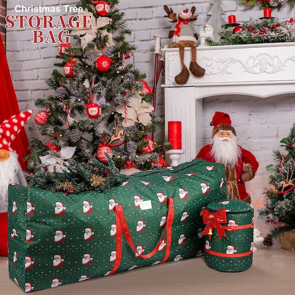 Bolsa de almacenamiento del árbol de Navidad Se adapta a un árbol desmontado de hasta 9 pies, bolsas de árbol artificiales navideñas extra grandes Decoración casera de almacenamiento impermeable