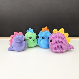 Colourful Mini Dino Crochet Pattern PDF for Kids Toys Amigurumi Dinosaur Handmade
