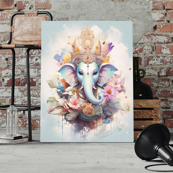 Ganesha digital wall art, Hindu Lord Ganesha wall decoration,Ganesh painting, Wall art, Hindu God photo Gift, House warming gift, Home decor