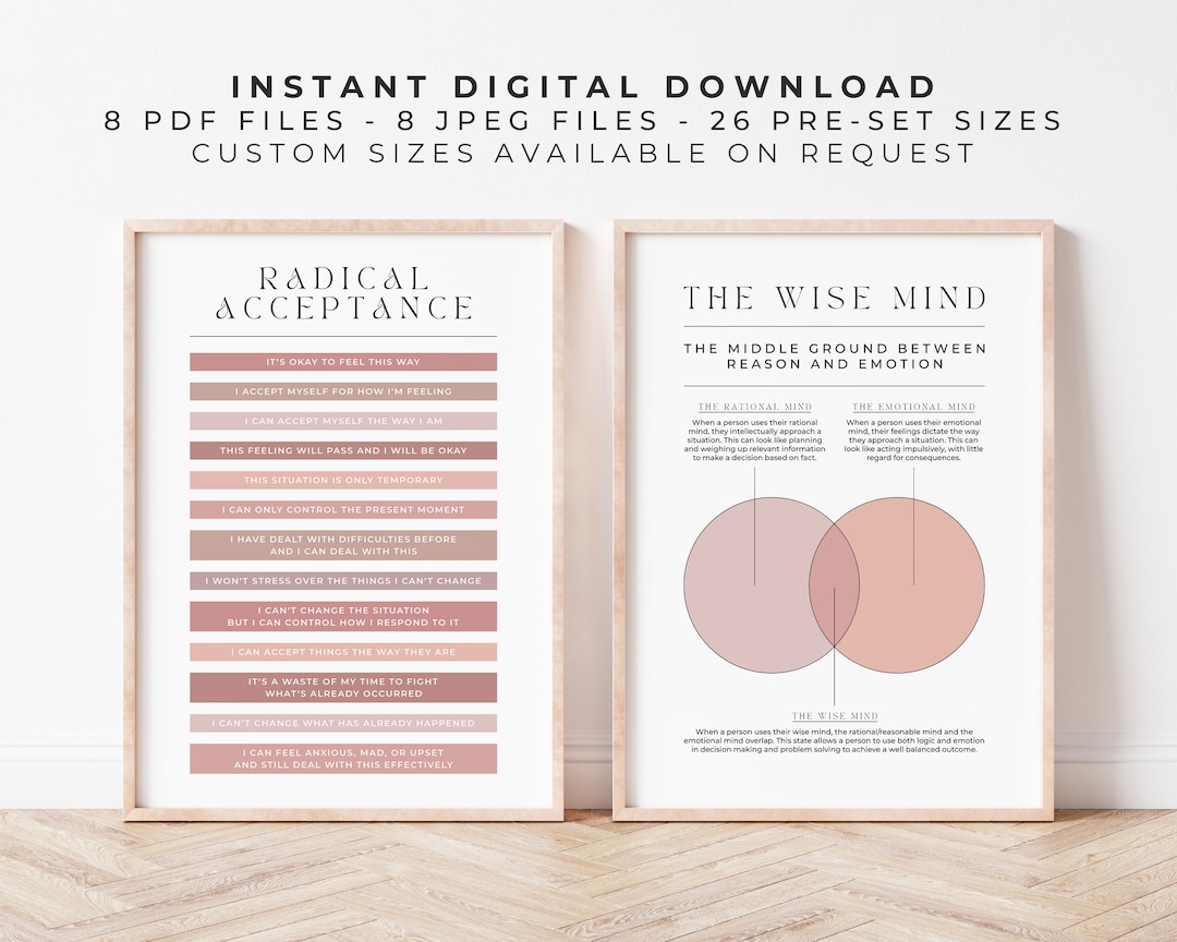 Wise Mind + Radical Acceptance DBT Bundle | Peony Pink | Printable for ...