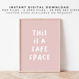 This is a Safe Space | Blush Pink | Printable Confidentiality Poster Sign for Therapists, School Counselors, Social Workers and Classrooms