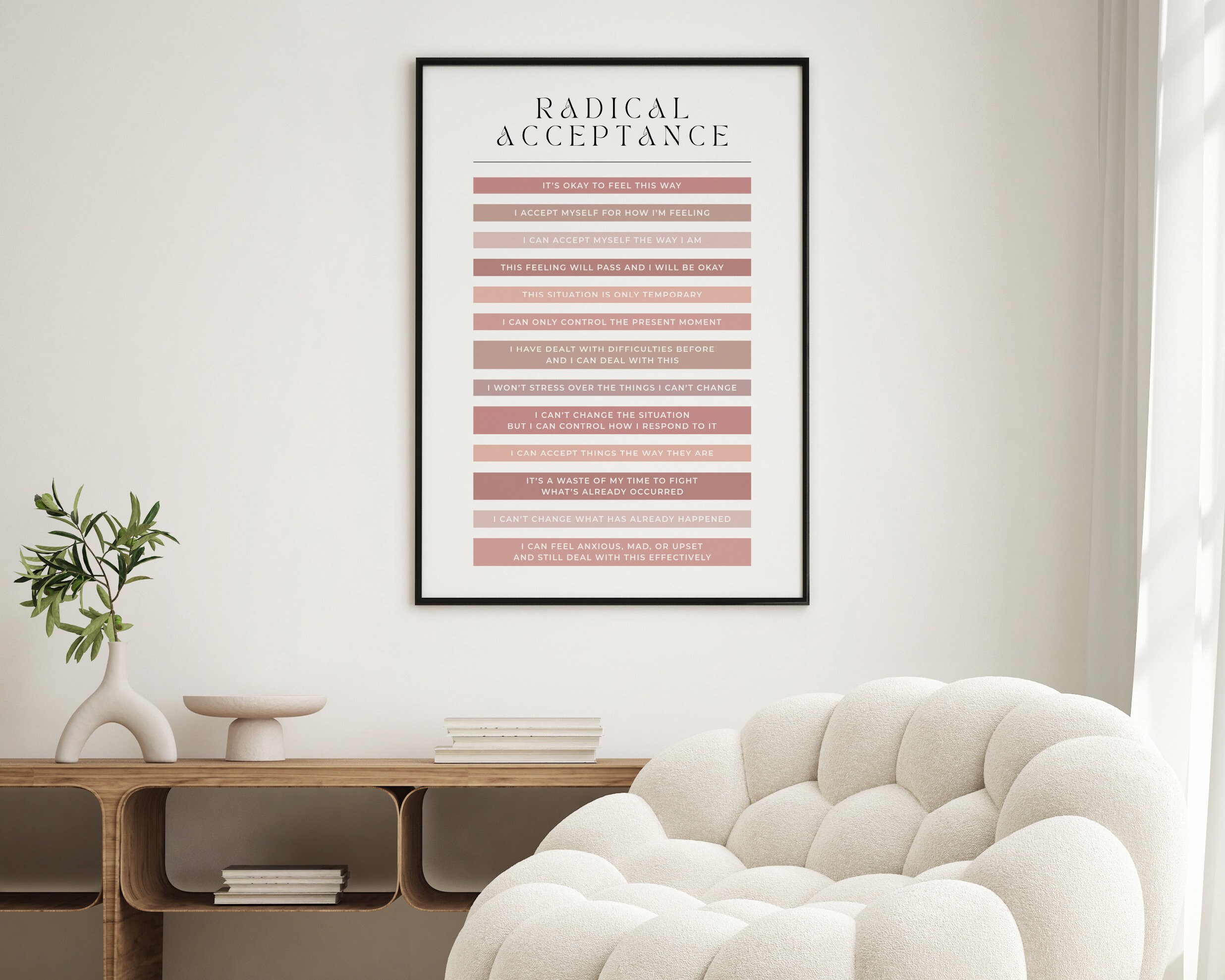 Radical Acceptance DBT Poster Peony Pink Printable Aid for Dialectical ...