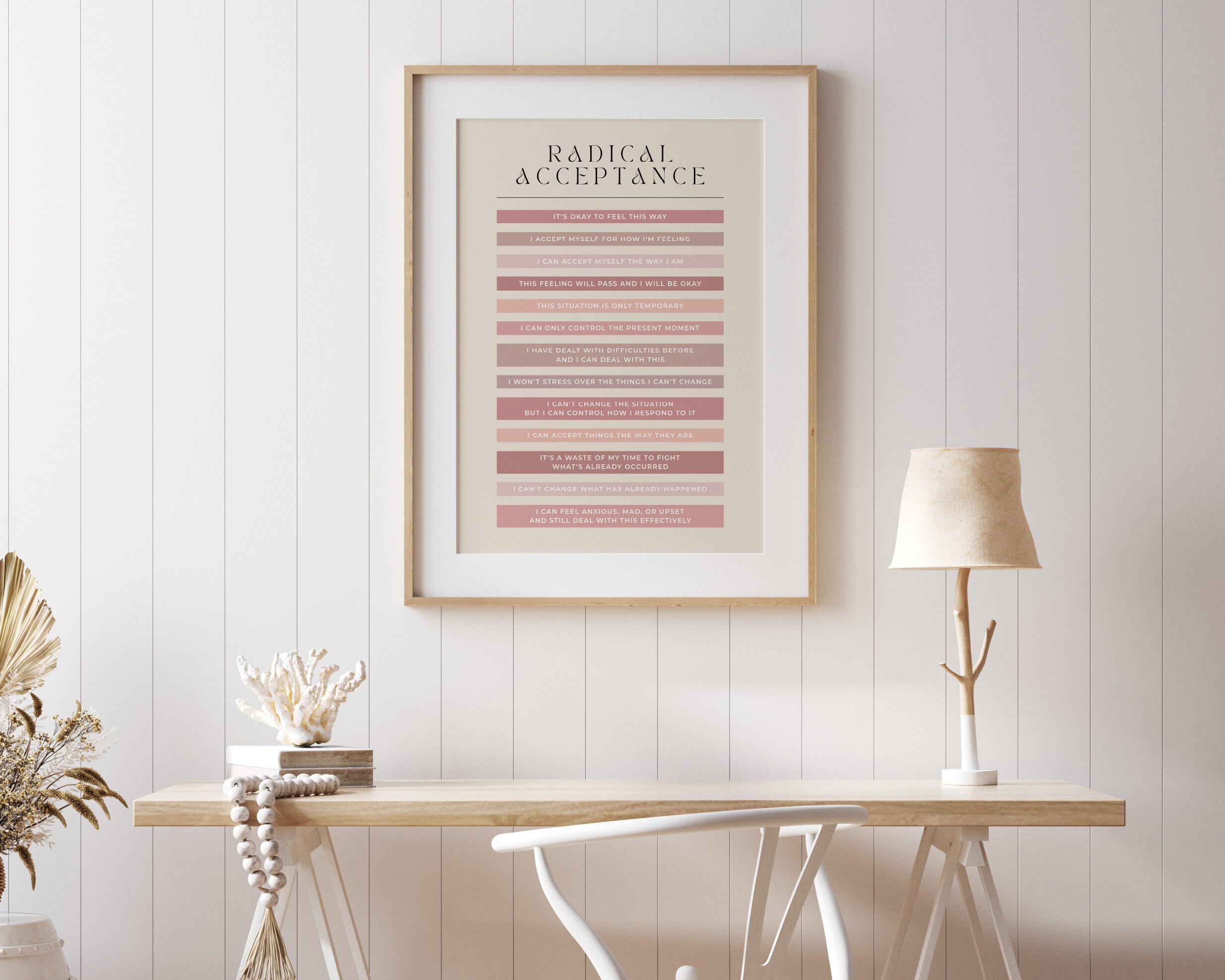 Radical Acceptance DBT Poster Peony Pink Printable Aid for Dialectical ...