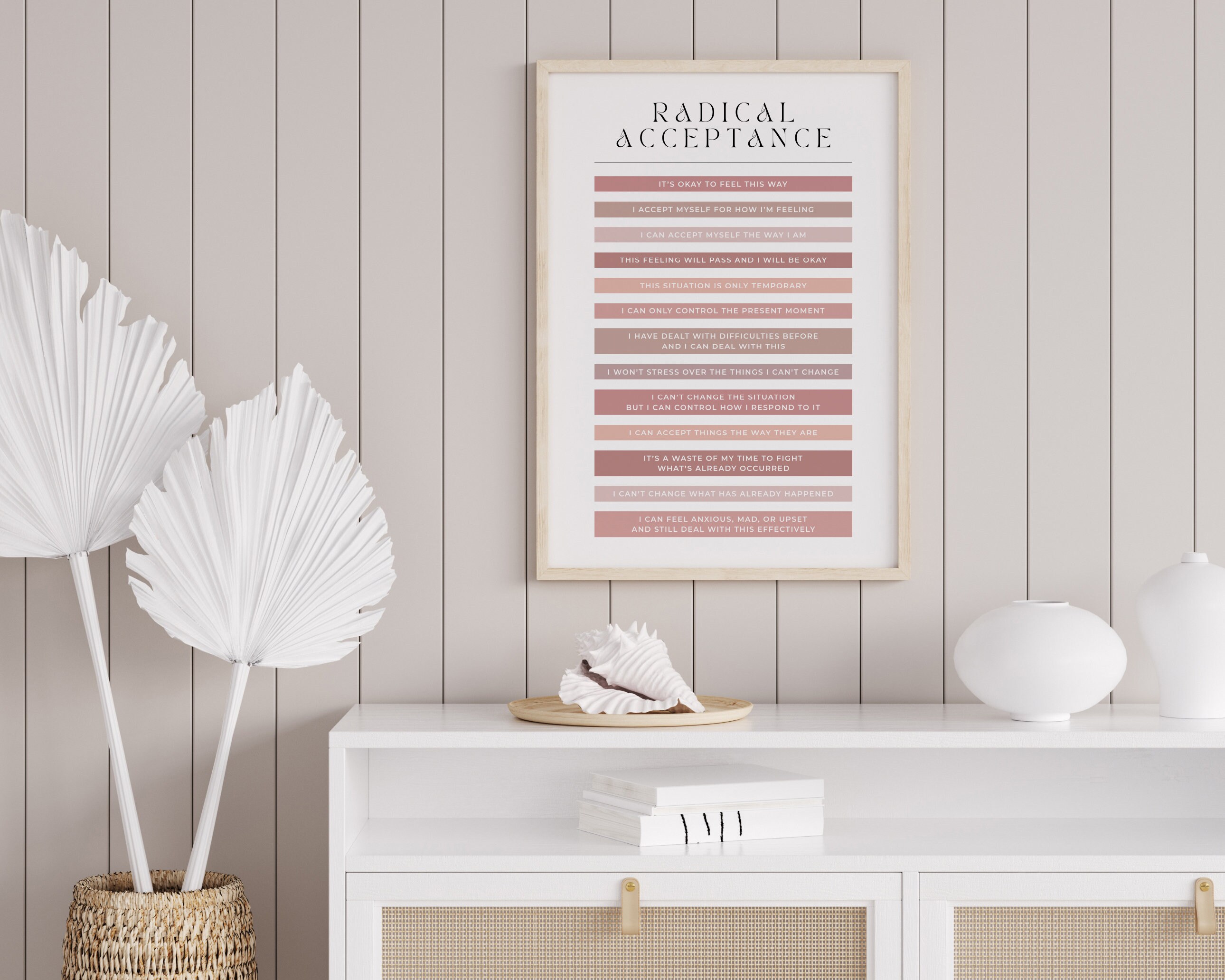 Radical Acceptance DBT Poster Peony Pink Printable Aid for Dialectical ...