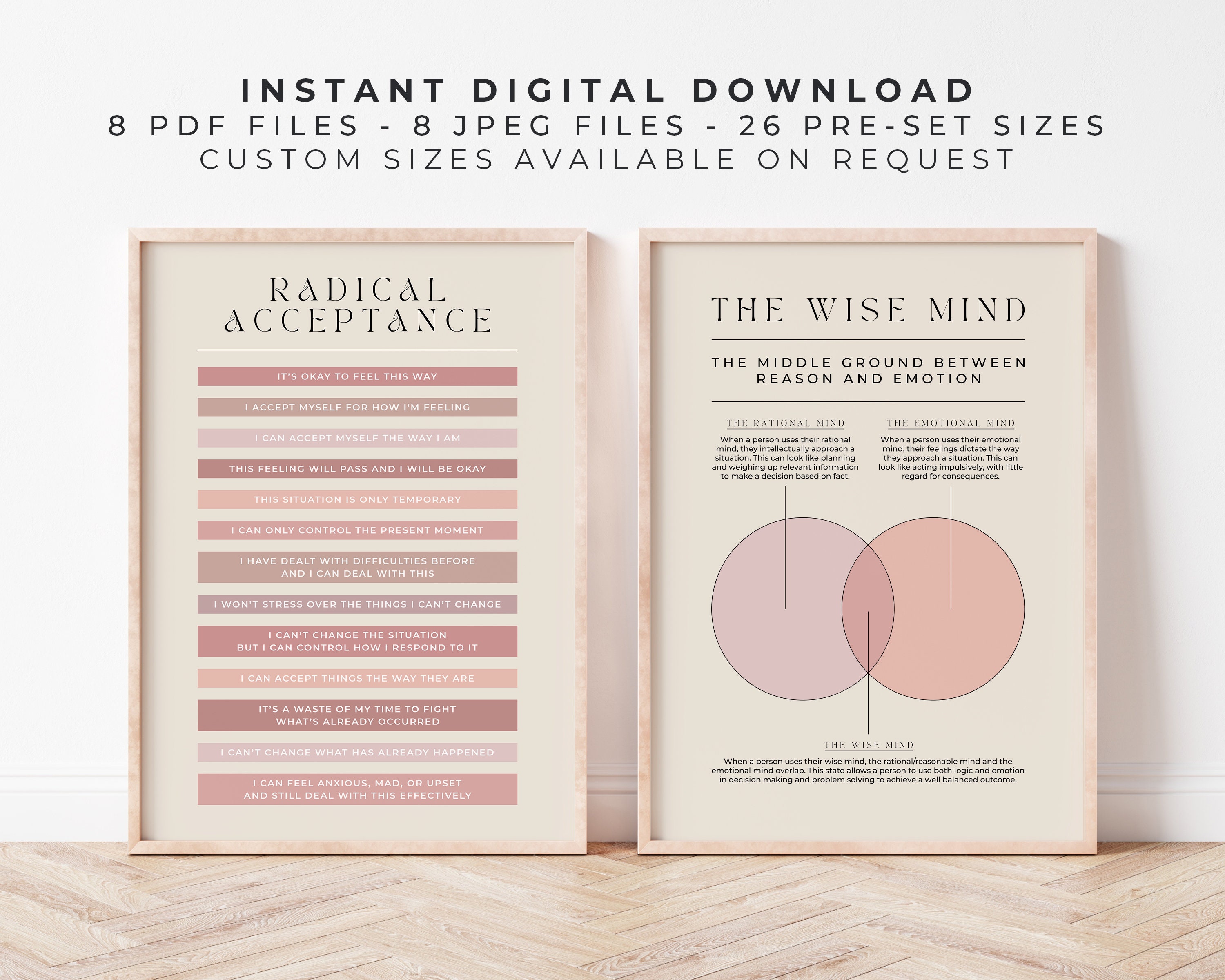 Wise Mind Radical Acceptance DBT Bundle Peony Pink Printable for ...