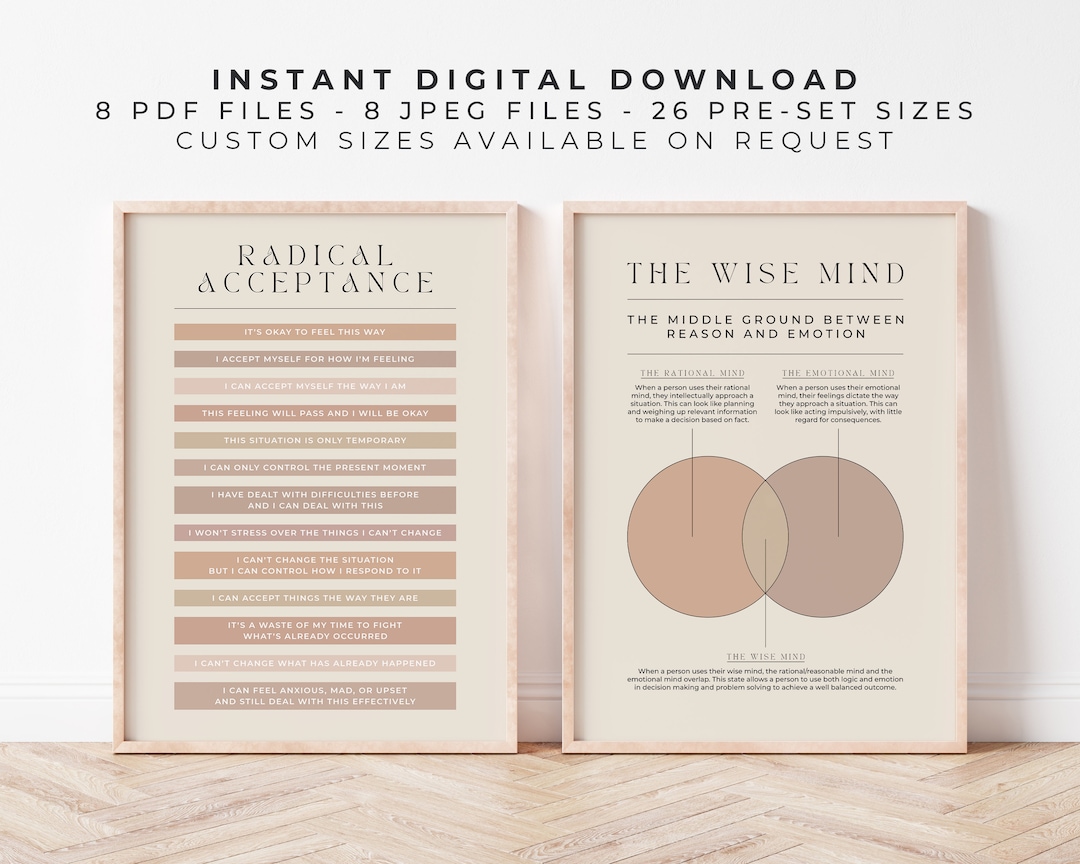 Wise Mind + Radical Acceptance DBT Bundle | Neutral Beige | Printable ...
