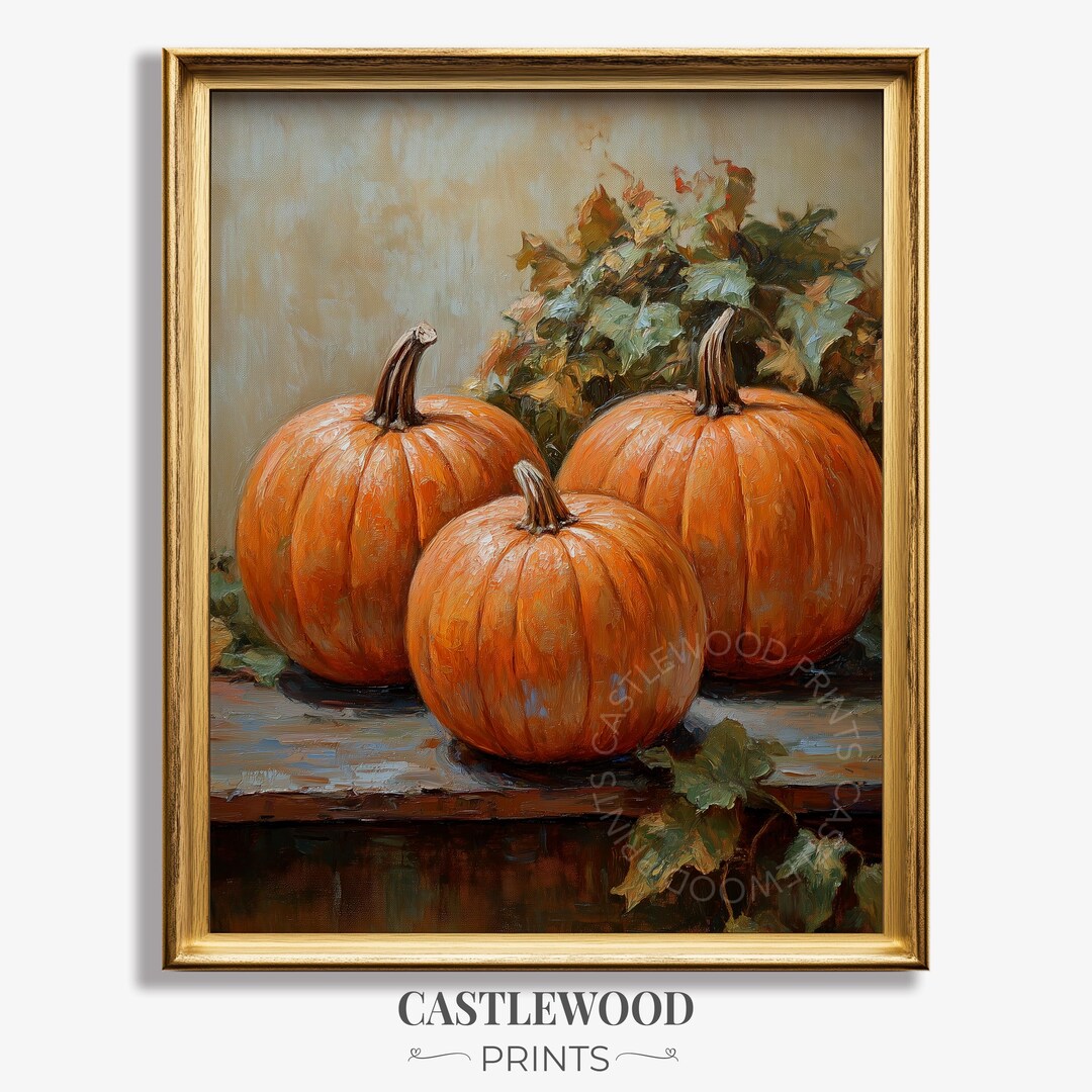 Rustic Pumpkin Still Life Art Print – Vintage Fall Decor (digital ...