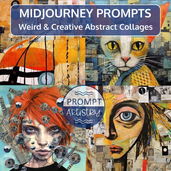 Midjourney Prompt, Weird Abstract Collages, High Quality Prompt, Tested and Customisable