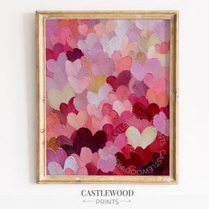 Romantisches Herz Muster Kunst, Strukturierte Palette-Messer Gemälde in Warmen Blush-Tönen (Digitaler Download) 1637