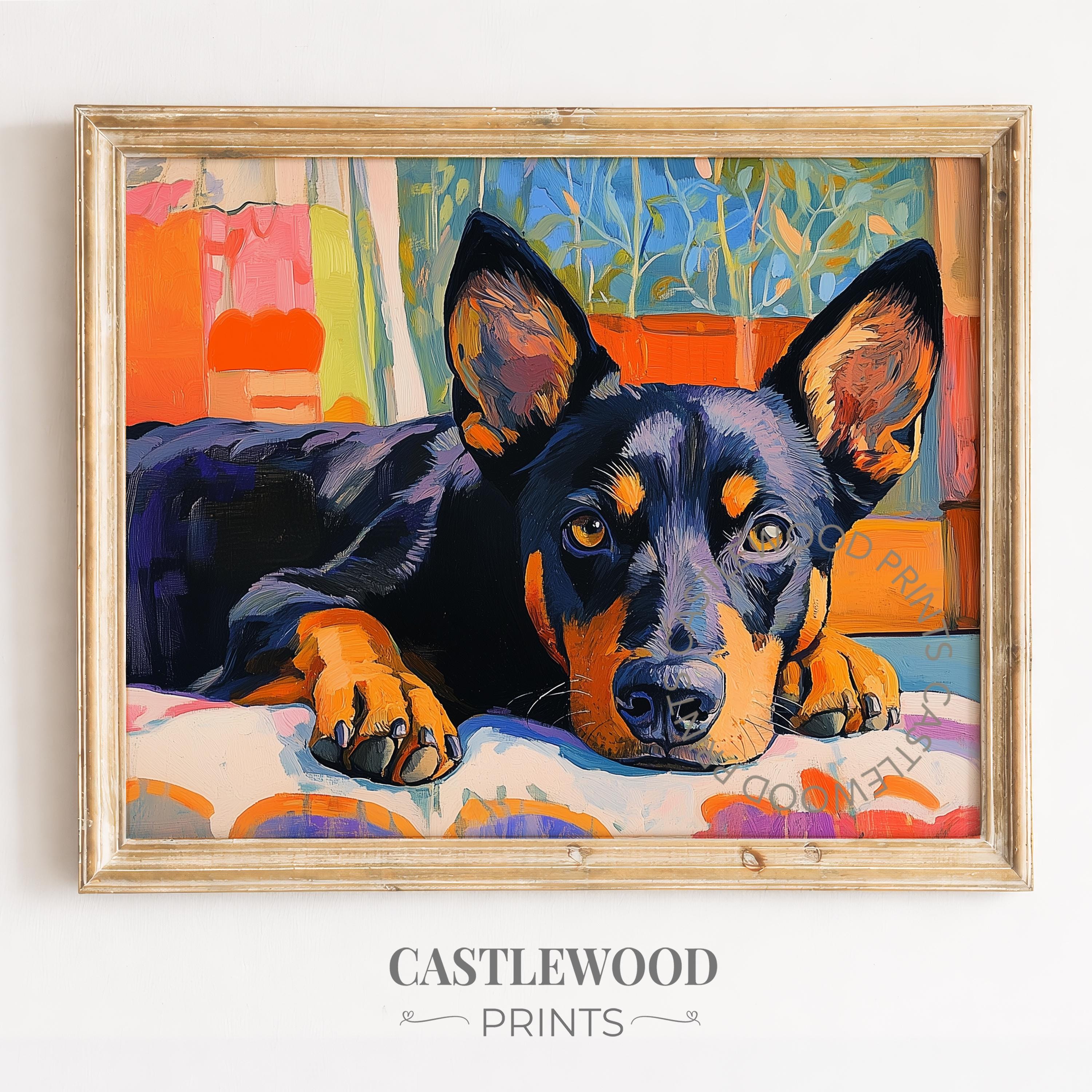 カラフルな犬の肖像画の印刷可能な壁アート - 明るいポップアート