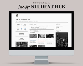 The A+ Student Hub | Digital Notion Student Planner Template, Assignment Tracker Project & Essay Planner for Computer, Tablet and Smartphone