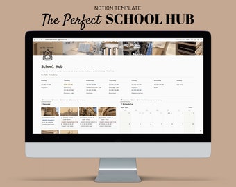 The Perfect Student Hub |  Notion Template, Student Planner, Student Notion Template, Grade Calculator, Computer, Tablet and Smartphone