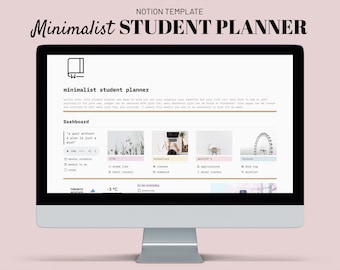 Digital Minimalist Notion Student Planner | Notion Template, Assignment Tracker, Project & Essay Planner for Computer, Tablet and Smartphone