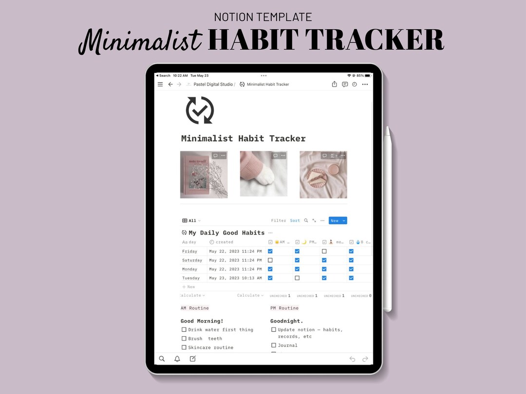 Minimalist Digital Habit Tracker | Notion Template | Compatible With ...