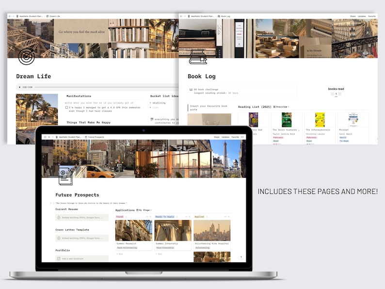 Aesthetic Notion Student Planner Notion Template, Assignment Tracker, Project & Essay Planner for Computer, Tablet and Smartphone image 5