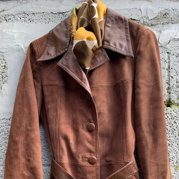 Fantastic 60s Suede Jacket Mod Style Super look ! Very Good condition ! Actual Size Measured US 34 XS-EUR 43cm