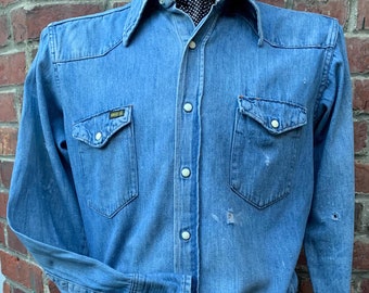 トップス Made in USA 1970's~ FARAH western shirt Vintage 70s Farah Western Denim Shirt With Mother Of Pearl