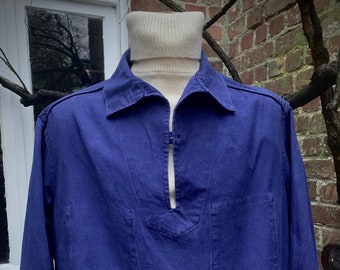Vintage "Le GLAZIK" Fisherman - Vareuse Pullover Smock Jumper Jacket Made in France Size Measured/Taille Réelle Mesurée 52/XL US-68 Eu-cm