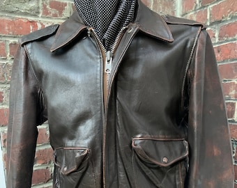 Schott Vintage Flight Jacket 1980s #674 Brown Cowhide Made Schott Vintage Flight Jacket 1980s #674 Brown Cowhide Made