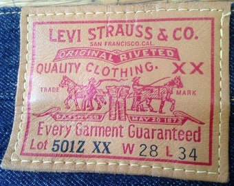 Levi's 501Z Big E Vintage Selvedge Shrink To Fit Deadstock LVC 1954 W28 L34 Made in USA Size Measured W27-35 L33.5-85cm Perfect Condition!