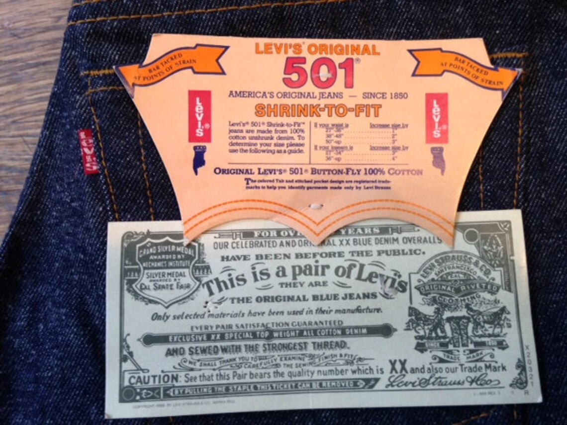 Levi's 501 Vintage Shrink to Fit Deadstock With Tags 80's W28L34 Made