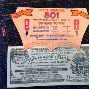 Levi&#39;s 501 Vintage 80er Jahre Shrink To Fit Deadstock mit Etiketten W28L34 Hergestellt in den USA Tatsächliche Größe gemessen/Size Actual Measured W27-34L32-82cm! UNSER