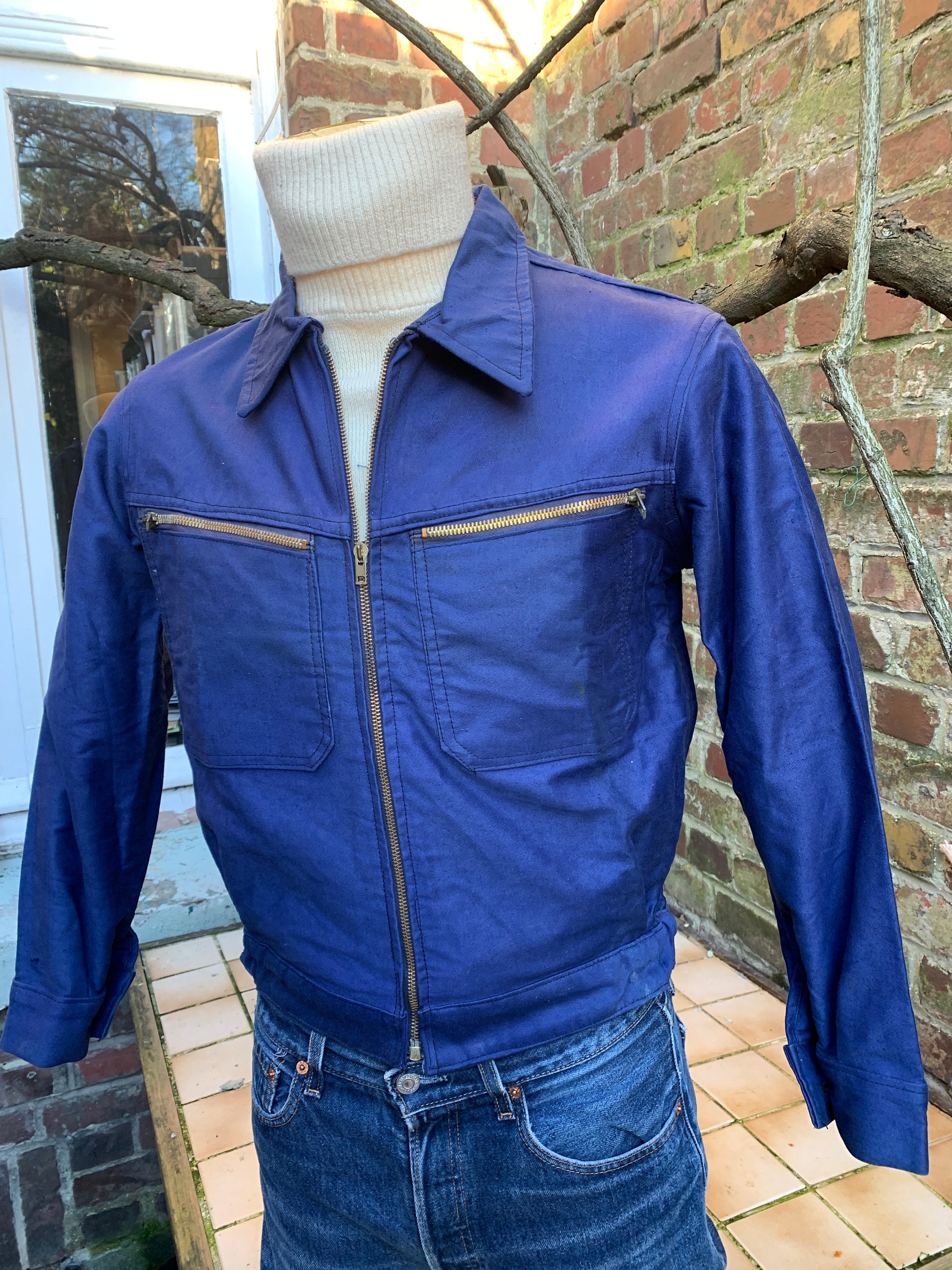Deadstock 50s Cyclist Work Jacket French Moleskin Made in Deadstock 50s Cyclist Work Jacket French Moleskin Made in