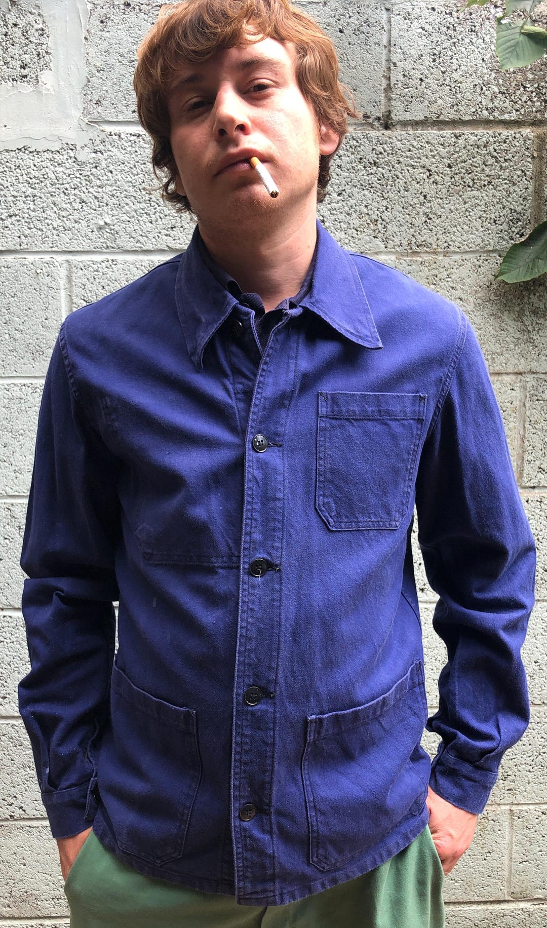 1960s French Painter Authentic Vintage Chore Coat Blue Workwear Made in ...
