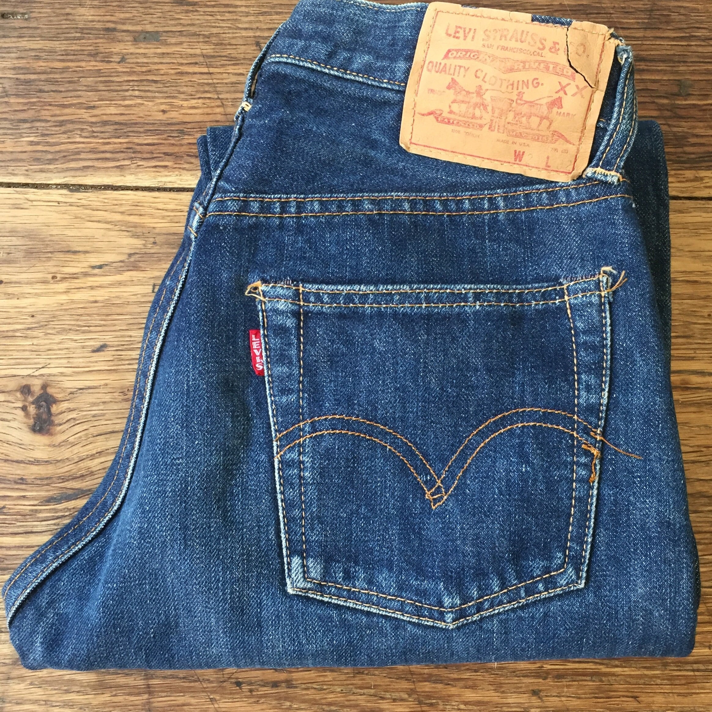 Vintage LEVIS 501XX Jeans Big E 1950s Denim Redline Selvedge 28x33 USA 50s
