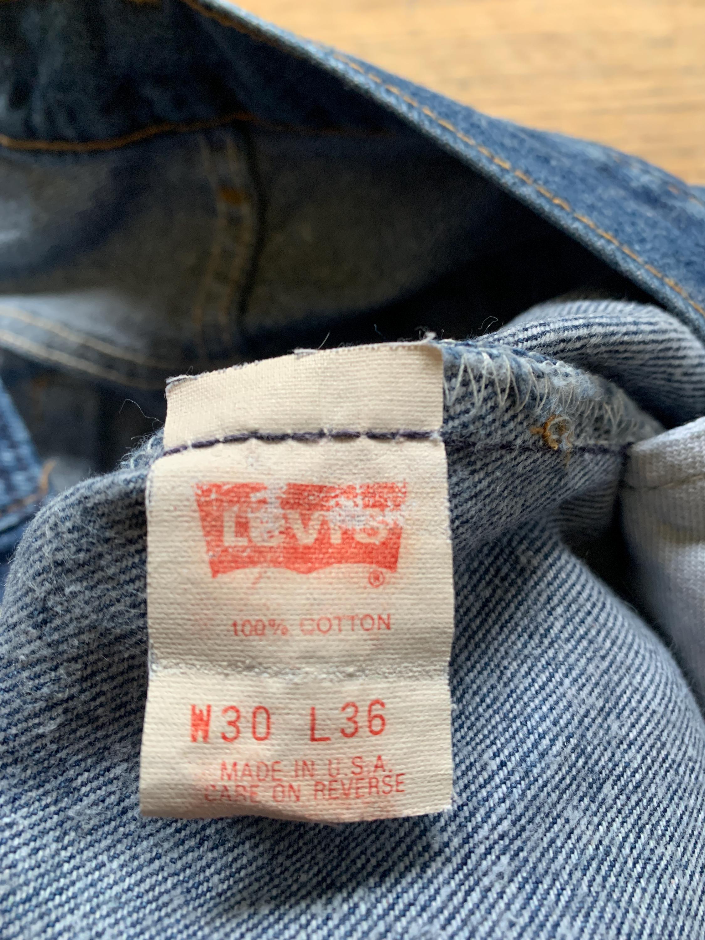 Levi's 501 Vintage USA Early 90s W30 L36 Size Measured/actual Size