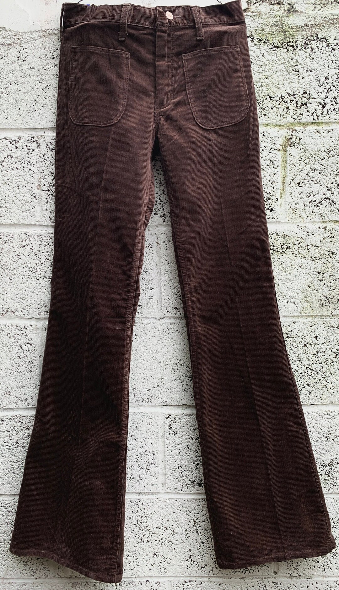 1970s Wrangler Pink and Orange Abstract Print Bellbottoms
