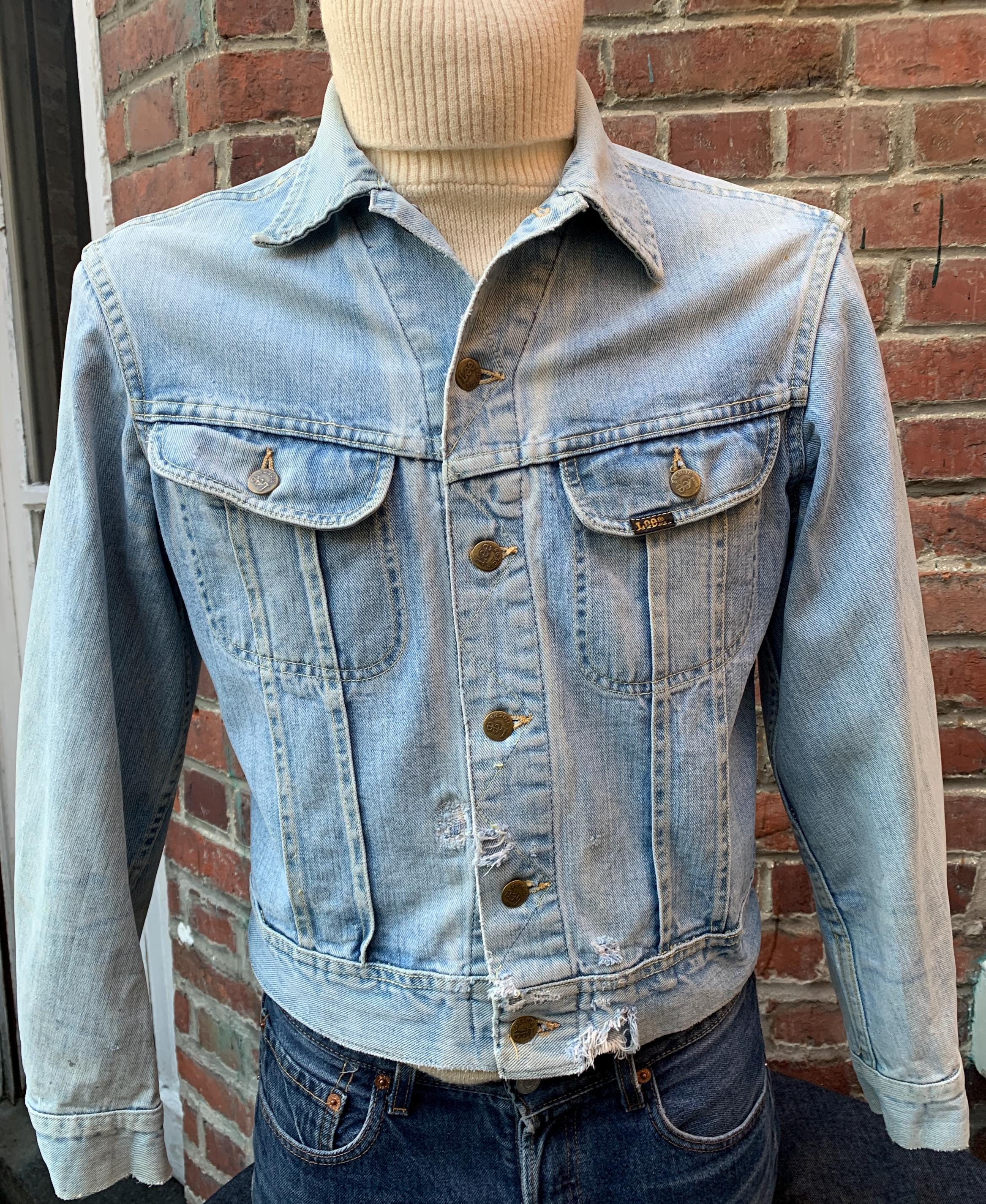 Lee Vintage Jacket 1970s 101J Trucker Jacket Made in USA Actual Size Measured/Size Actual Measured 41/S SHORT US-52 Eu-cm Light Color!