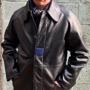 French Firefighter Deadstock Leather Jacket Barn Stormer Jacket Made in France Actual Size Measured S/M Amazing! Perfect Condition! OUR