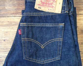 Vintage 1990s LEVIS 501 Preshrunk 547 Dark Denim Jeans 33 X 36 NOS 