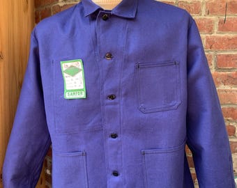 60s Authentic French Deadstock Chore Coat WorkWear Made in France US Size 50 L/XL-52Fr Perfect Condition! OUR! Dark Indigo Color! Amazing!