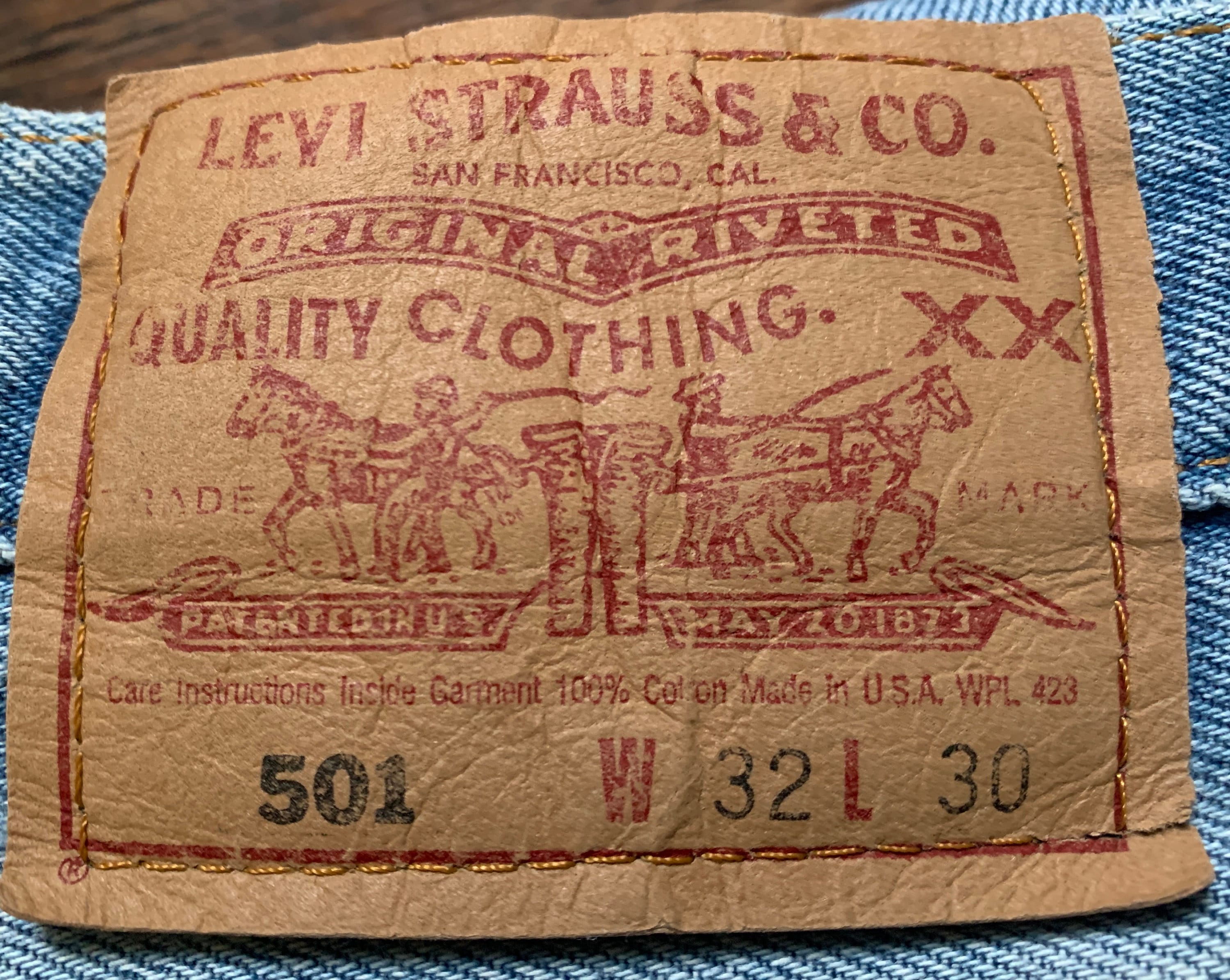 Levi's 501 Vintage LVC 1976 W32 L34 Measured Size W32-40cm