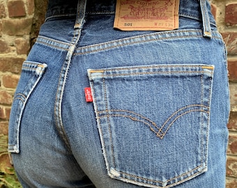 Levi's 501 90s Vintage W27 L34 Actual Size Measured/Size Actual Measured W25-32Fr L33-84cm Collector's Item! Patina Wash! Long length!