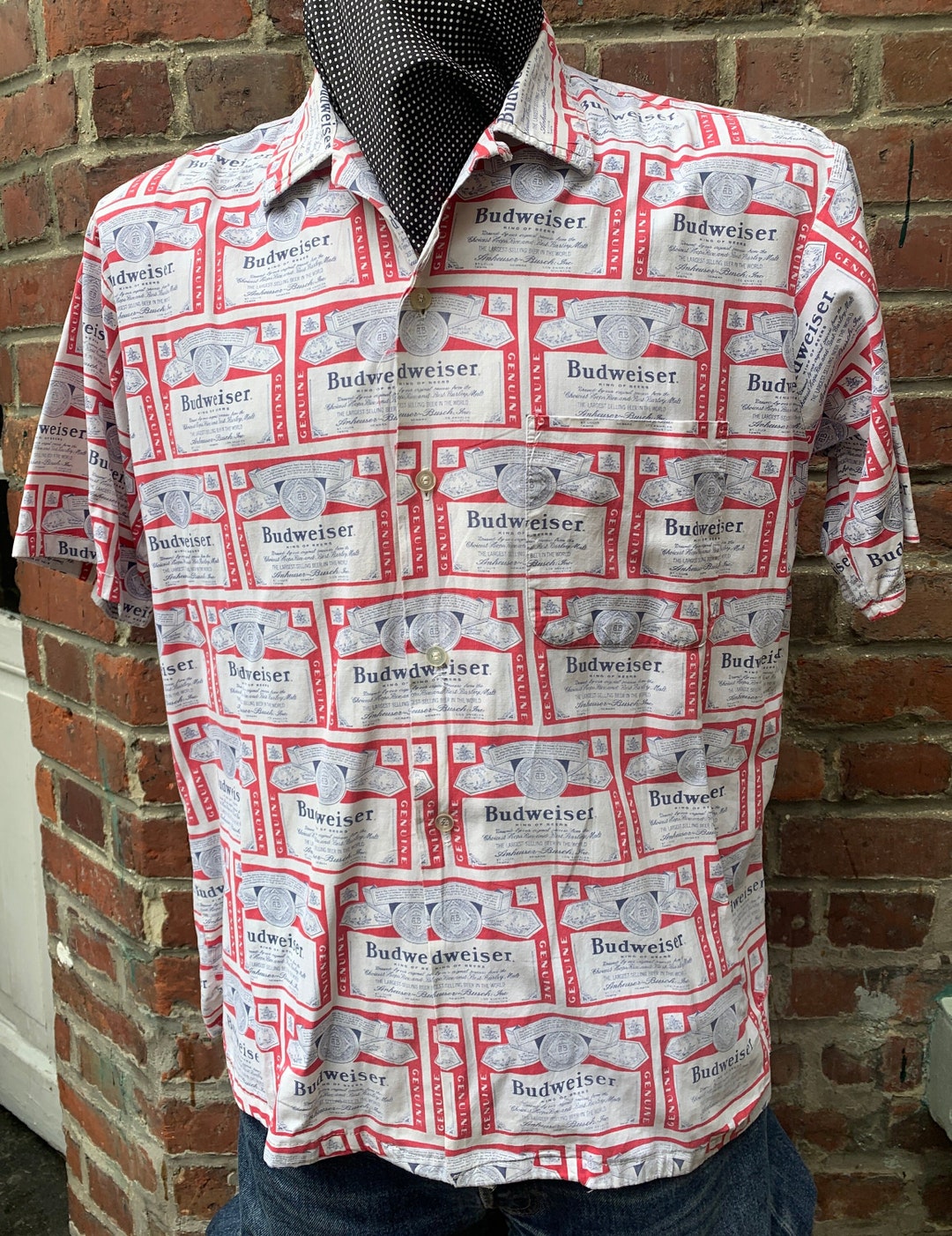 Hanes Budweiser Advertising T-shirt, Men's L size cotton white type Vintage Second Hand