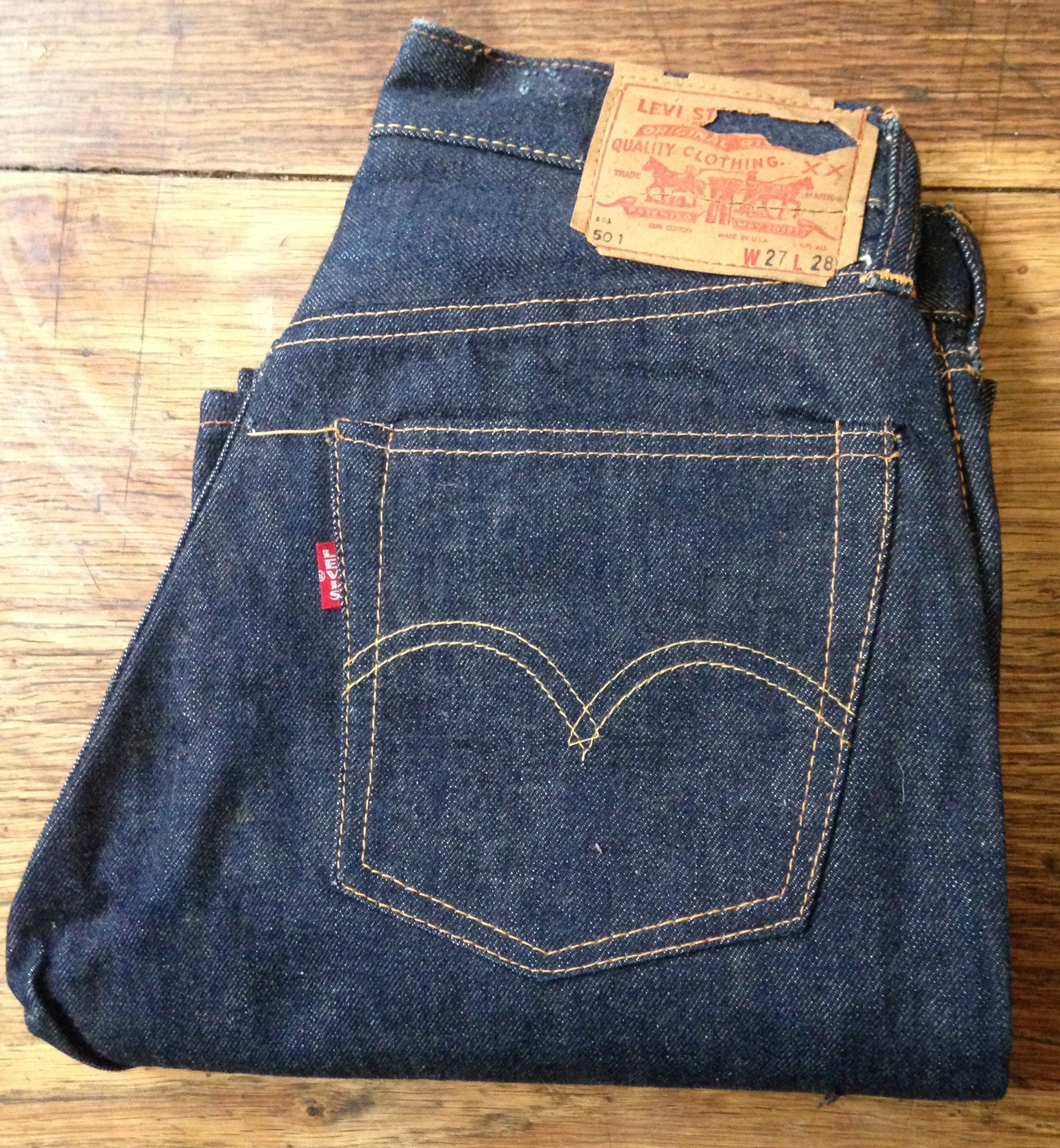60s Deadstock Levi's 501 Big E Vintage Redline Selvedge W27 60s Deadstock Levi's 501 Big E Vintage Redline Selvedge W27