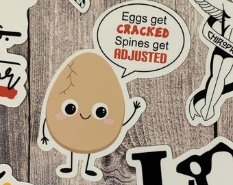 Only eggs get cracked Spines get adjusted | vinyl waterproof stickers | Chiropractic