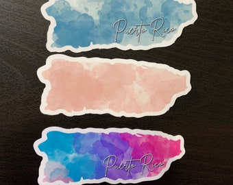 Watercolor Puerto Rico Map Sticker | Puerto Rico Stickers | vinyl waterproof stickers | Puerto Rico