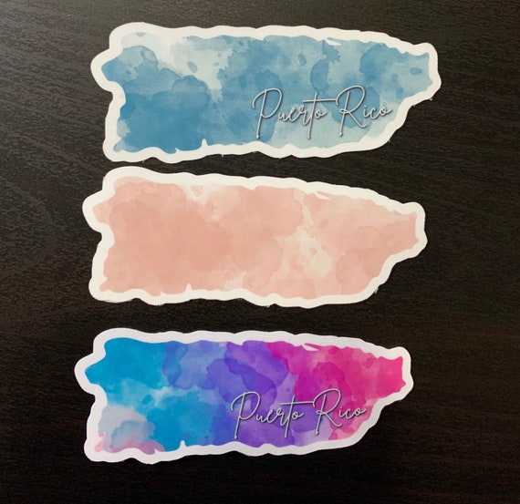 Watercolor Puerto Rico Map Sticker | Puerto Rico Stickers | vinyl waterproof stickers | Puerto Rico