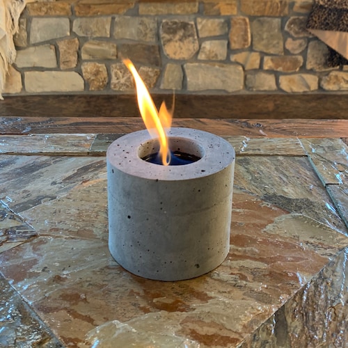 Mini Concrete Countertop Fire Pit Tabletop Fireplace Etsy