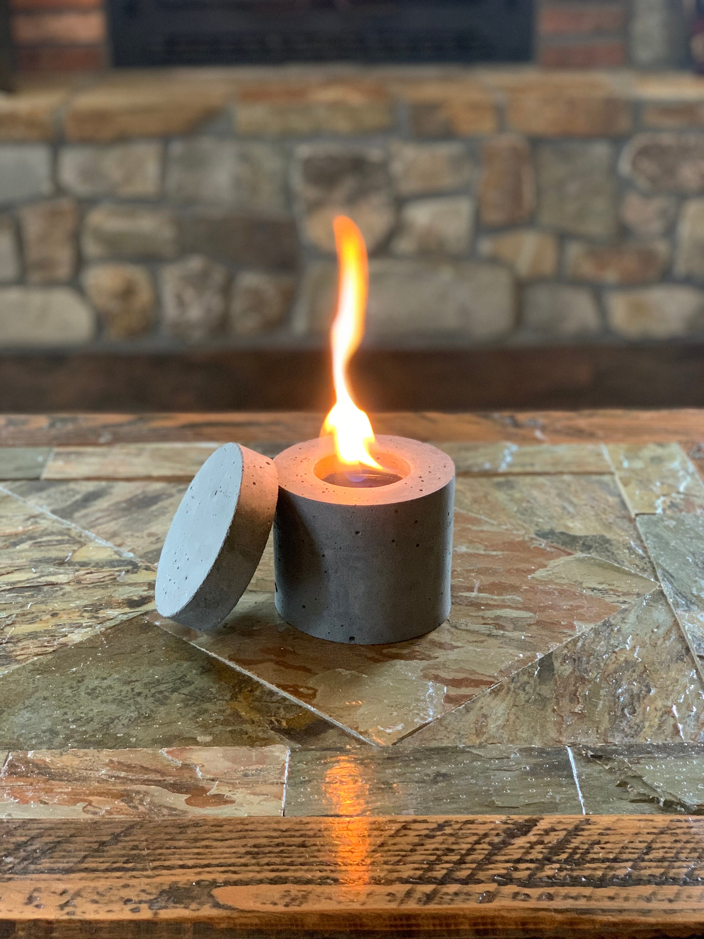 Mini Concrete Countertop Fire Pit with Lid Tabletop Etsy
